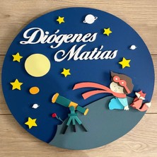 Brand House Doğal Ahşap Lazer Kesim Prens Temalı 3D Katmanlı Çocuk ve Bebek Kapı Duvar Süsü