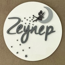 Brand House Doğal Ahşap Katmanlı Lazer Kesim Peri Temalı Bebek Kapı ve Duvar Süsü