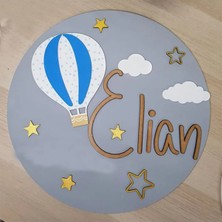 Brand House Doğal Ahşap Katmanlı Lazer Kesim Balon Temalı Bebek Kapı ve Duvar Süsü