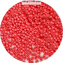 Die Grup Karpuz Pembesi Renk 4 mm Yaklaşık 1100 Adet / 100 Gram Cam Boncuk Oya Yazma Bileklik ve Kol