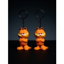 My Craft 3D MYCRAFT3D 2 Adet Klasik Garfield Kedi Anahtarlığı 3D Esnek - Siyah Zincirli
