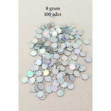 Die Grup Oya Abiye Bileklik Kolye Pleksi Metalik Plastik Pul Gümüş Renk 8 Gram 100 Adet - BNC518