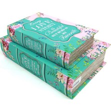 Elwes Kutu Kitap Love Story 2'li Set Kitap Kutusu Dekoratif Hediyelik