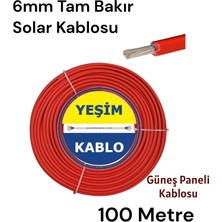Yeşim kablo ve Asansör marketim 6 mm Tam Bakır Kırmızı Solar Kablo (Güneş Panel Kablosu) 100 Metre