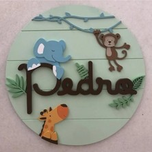 Brand House Maymun Dekorlu Ahşap Bebek Kapı ve Duvar Süsü