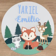 Brand House Doğal Ahşap Lazer Kesim 3 Kafadar Temalı 3D Katmanlı Çocuk ve Bebek Kapı Duvar Süsü