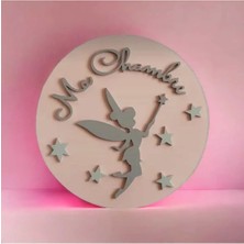 Brand House Doğal Ahşap Lazer Kesim Peri Temalı 3D Katmanlı Çocuk ve Bebek Kapı Duvar Süsü