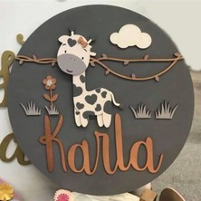 Brand House Zürafa Dekorlu Ahşap Bebek Kapı ve Duvar Süsü
