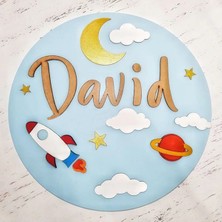 Brand House Doğal Ahşap Katmanlı Lazer Kesim Mekik ve Ay Temalı Bebek Kapı ve Duvar Süsü