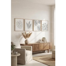 Tontilika Modern Sanat Estetiği 4’lü Ahşap Çerçeveli Tablo Seti
