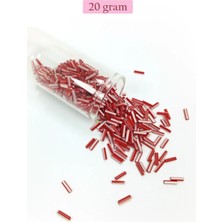 Die Grup Uzun Boru Kesme Boncuk Çap 2mm Uzunluk 10 mm - 20 Gram - Kırmızı Beyaz - BNC239