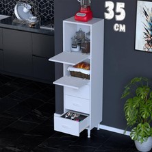 modilayn Aras Kapaklı 1 Fırın Bölmeli Mutfak Robotu ve Kahve Köşesi Çok Amaçlı Dolap Çekmece (35CM)