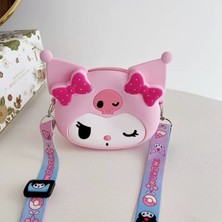Pembe Kuromi Figürlü Mini Çanta Kız Çocuk Bebek Omuz Askılı Para Cüzdanı Crossbody Çanta
