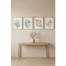 Tontilika Minimalist Botanik Sanat 4’lü Ahşap Çerçeveli Tablo Seti