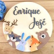 Brand House Doğal Ahşap Lazer Kesim 5 Kafadar Temalı 3D Katmanlı Çocuk ve Bebek Kapı Duvar Süsü