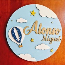 Brand House Katmanlı Bulut ve Balon Temalı Ahşap Bebek Kapı ve Duvar Süsü