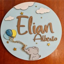 Brand House Katmanlı Fil Temalı Ahşap Bebek Kapı ve Duvar Süsü