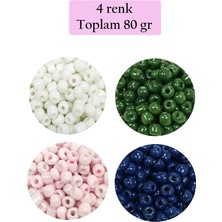 Die Grup Dökme Cam Kum Boncuk Büyük Boy (6/0) 4 mm - 4 Renk - Toplam 80 Gram - BNC408