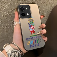 HONTINGA Vivo Y28 ile Uyumlu Kılıfı Silikon Kenar Sert Arka Düşüme Önleyici Basitlik Anti Düşme Kamera Korumali 2026 Fifa Dünya Kupası Desen Telefon Kılıfı K1-1159