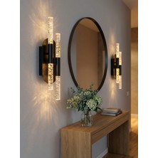 Vega Aydınlatma Vega Lighting Bubble2 Siyah LED Aplik 45X12 cm Pilli + Elektrikli Duvar Aydınlatma Modern Dekoratif Aplik