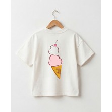 Babytex Oversize Beyaz Tişört Summer Mood Baskılı Ön Arka Tasarım Pamuklu Rahat Kalıp