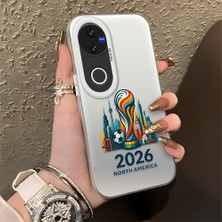 HONTINGA Vivo V50 ile Uyumlu Kılıfı Silikon Kenar Sert Arka Düşüme Önleyici Basitlik Anti Düşme Kamera Korumali 2026 Fifa World Cup Desen Telefon Kılıfı K1-1160