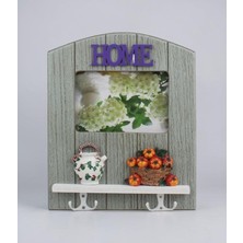 Elifeshop Ahşap Home Sweet Home Anahtar Askısı Fotoğraf Çerçeveli Duvar Organizer 4 Kancalı 27 cm Model 3