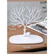 Mabeyn Geyik Tasarımlı Takı Standı, Yüzük, Küpe, Kolye Askılığı, Şık Mücevher Organizer, Estetik ve Dayanıklı Tasarım (Beyaz)