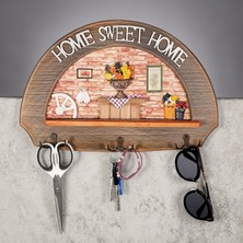 Elifeshop Lüks Ahşap Home Sweet Home Anahtar Askısı 36 cm Dekoratif Duvar Anahtarlık Organizer Model 1