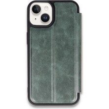 Ulu Pazarlama Apple Iphone 15 Kılıf Flip Cover - Koyu Yeşil