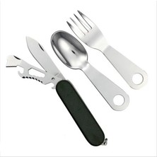 Tekinhediyelik Kamp Çakısı Haki Çatal Kaşık Bıçak