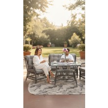 Balco Home Mini Leylak 2+1+1+ 60X90 Masa Alüminyum Rattan Balkon Takımı