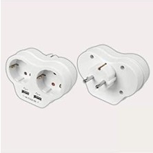 Mabeyn Ikili Topraklı ve USB Çıkışlı Fiş Priz (2A) Vk