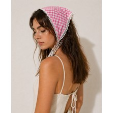 Betty Bands Pembe Pötikare Boyun Fuları Şık Yazlık Stil Bandana Kadın Saç Aksesuarı Kemer