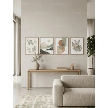 Tontilika Modern Botanik ve Soyut Doğa Temalı 4’lü Ahşap Çerçeveli Tablo Seti