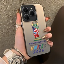 HONTINGA Tecno Spark 20 Pro ile Uyumlu Kılıfı Silikon Kenar Sert Arka Düşüme Önleyici Basitlik Anti Düşme Kamera Korumali 2026 Fifa Dünya Kupası Desen Telefon Kılıfı K1-1159