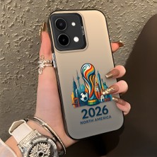 HONTINGA Vivo Y28 ile Uyumlu Kılıfı Silikon Kenar Sert Arka Düşüme Önleyici Basitlik Anti Düşme Kamera Korumali 2026 Fifa World Cup Desen Telefon Kılıfı K1-1160