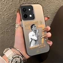 HONTINGA Vivo Y28 ile Uyumlu Kılıfı Silikon Kenar Sert Arka Düşüme Önleyici Basitlik Anti Düşme Kamera Korumali Cristiano Ronaldo Desen Telefon Kılıfı K1-1153
