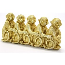 Elwes Polyester 5 Maymun Biblo Dekoratif Hediyelik