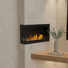 Starfire Sol Açık Duvar Şöminesi 90 cm Siyah Modern Dekoratif