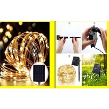 Elwes Solar Peri LED 20M 200 LED Gün Işığı Bahçe Aydınlatma Dekorasyon Güneş Enerjili