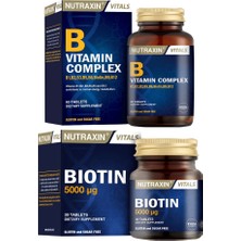 B Complex Vitamin 60 Kapsül + Nutraxin Biotin 5000 Mg 30 Tablet