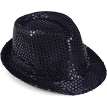 Elwes Çocuk Boy Siyah Payetli Şapka Gösteri Şapkası 54 No