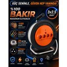 İNWATT 20 Metre %100 Tam Bakır 3x2.5mm² Makaralı Uzatma Ara Kablosu Seyyar