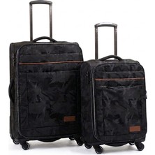 Baggaj Orta-Küçük Lüx Kumaş 2'li Valiz Seti V121