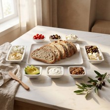 Güral Porselen 9 Parça Kahvaltı Takımı Sade Beyaz Renkli Porselen ile Minimal Tasarım
