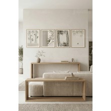Tontilika Sakin Bambu Desenli Modern 4’lü Ahşap Çerçeveli Tablo Seti