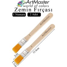 ArtMaster Zemin Fırçası 1 Numara 2 Adet Boya Fırçası Sentetik Ipek Uçlu Kıl Akrilik Guaj Yağlı Boya Fırçası Zemin Fırça No:1