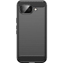 Microcase Google Pixel 10A ile Uyumlu Brushed Carbon Fiber Silikon Kılıf - Siyah AL3332