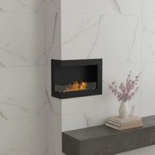 Starfire Sol Açık Duvar Şöminesi 60 cm Siyah Modern Dekoratif
